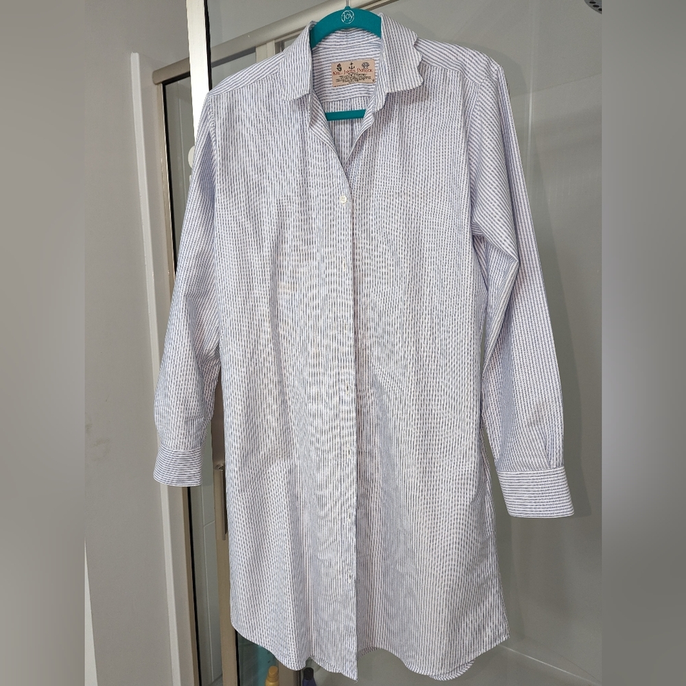 NWOT Kiel James Patrick Scalloped Oxford Shirt Dress Size M